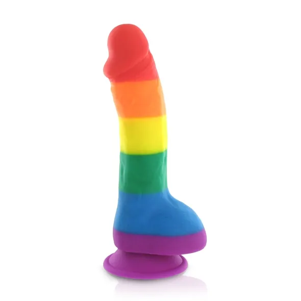 SexShop - Tęczowe dildo z jądrami LGBT - Pride Dildo Silicone Rainbow Dildo with Balls  - online