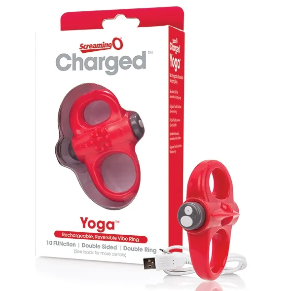 Sexshop - The Screaming O Charged Yoga Vibe Ring  Czerwony - Pierścień wibrujący na penisa - online