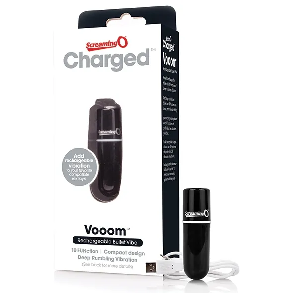 Sexshop - The Screaming O Charged Vooom Bullet Vibe  Czarny - Podręczny wibrator pocisk - online
