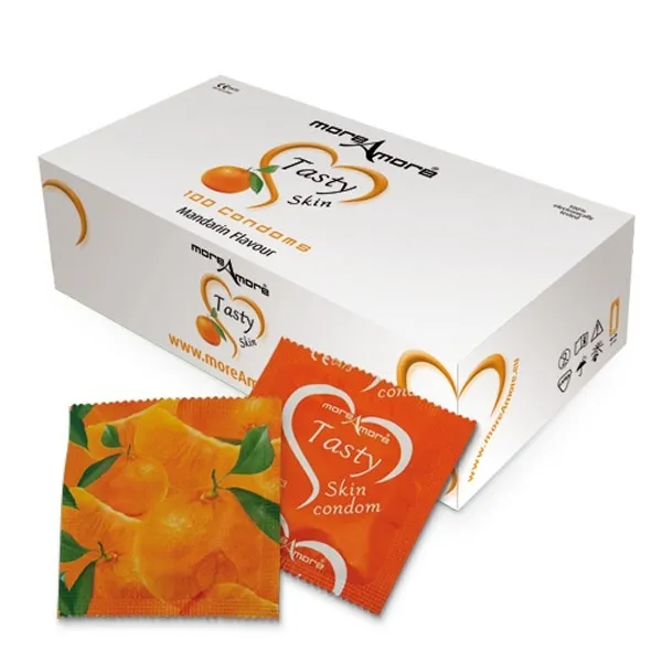 SexShop - Mandarynkowe prezerwatywy MoreAmore Condom Tasty Skin Mandarin 50 sztuk - online