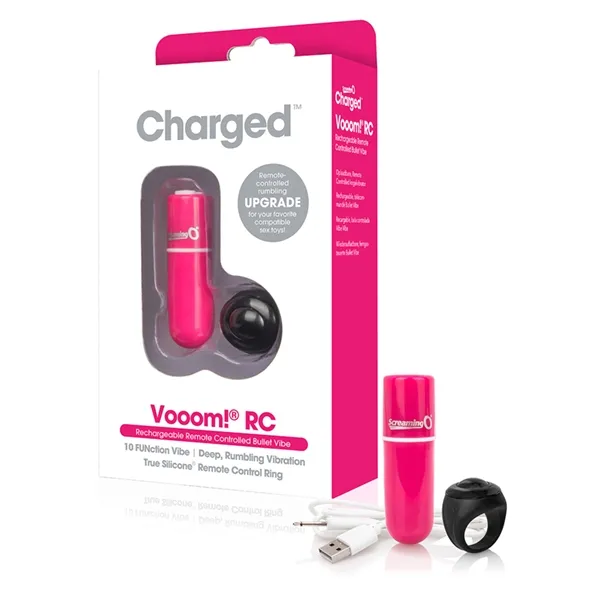 Sexshop - The Screaming O Charged Remote Control Vooom Bullet  Różowy - Potężny mini wibrator ze zdalnym sterowaniem - online
