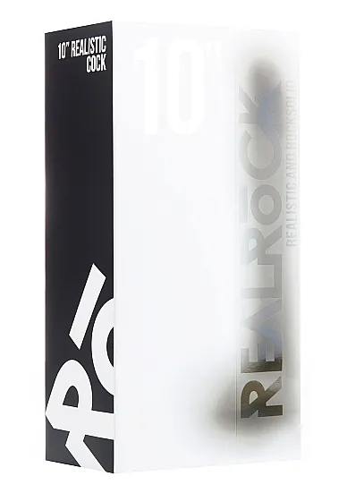 Realrock Realistyczne dildo z jądrami 10" - Realistic Cock - 10" - With Scrotum - Black