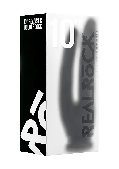Realrock Dildo 10" podwójne przyssawka - Realistic Double Cock - 10 Inch - Black