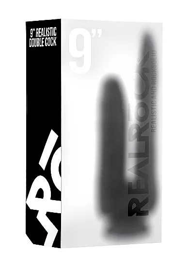 Realrock Dildo 9" podwójne przyssawka - Realistic Double Cock - 9 Inch - Black