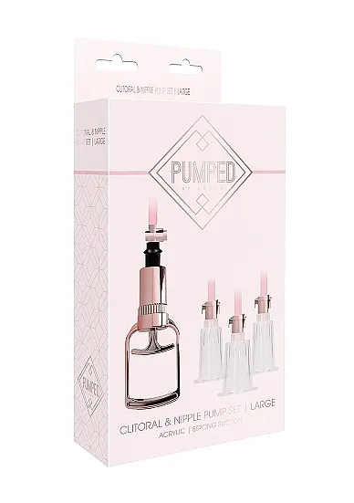 POMPKA do sutków i łechtaczki ZESTAW rozmiar L - Clitoral & Nipple Pump Set Large - Rose Gold