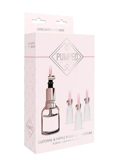 POMPKA do sutków i łechtaczki ZESTAW rozmiar M - Clitoral & Nipple Pump Set Medium - Rose Gold