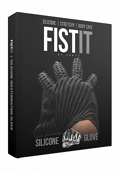 Rękawice silikonowe z wypustkami i prążkami - Masturbation Glove - Black
