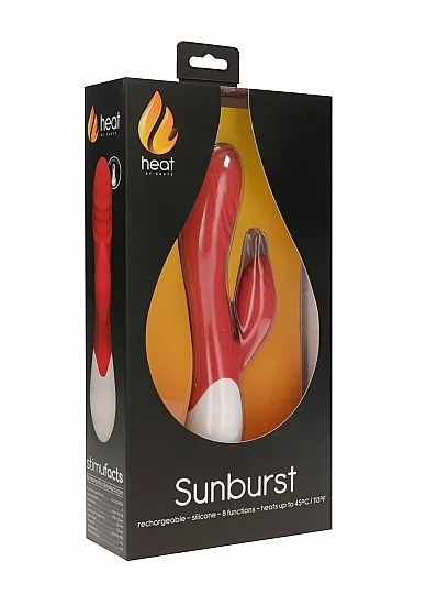PODGRZEWANY wibrator RABBIT Punkt G  Sunburst - Sunburst - Rechargeable Heating G-Spot Rabbit VibratorÂ  - Red