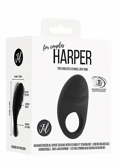 PIERŚCIEŃ EREKCYJNY wibrujący HARPER - Harper - Black