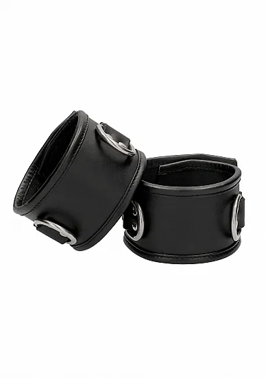 KAJDANKI NA KOSTKI BDSM naturalna skóra - Restraint Ankle Cuff With Padlock - Black