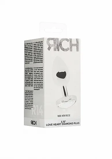 ZATYCZNA ANALNA zdobiona 3.15 Inch - Love Heart Diamond Plug - 3.15 Inch - Silver