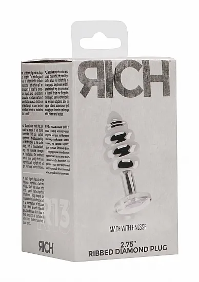 ZATYCZNA ANALNA zdobiona 2.75 Inch - Ribbed Diamond Plug - 2.75 Inch - Silver