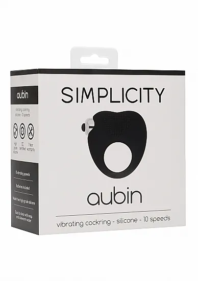 PIERŚCIEŃ EREKCYJNY AUBIN serce - AUBIN vibrating cockring - Black