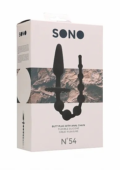 ZATYCZKA ANALNA No. 54 KORALE ANALNE - No. 54 - Butt Plug with Anal Chain - Black