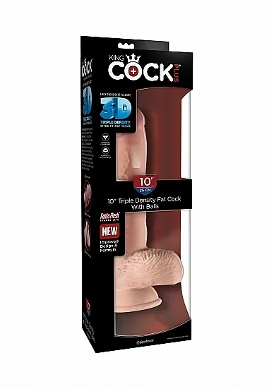 Dildo z jądrami Triple Density - 10" Triple Density Fat Cock with Balls - Flesh
