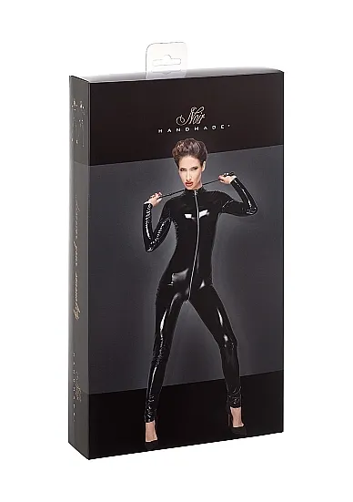 Czarny, lateksowy kombinezon 1051 - Long sleeved PVC catsuit -  Noir Handmade