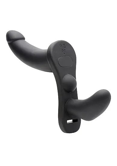 Wibrator na uprzęży Podwójna Penetracja - Czarny AF864 - SU Double Take - Penetration - Strap-On Harness - Black