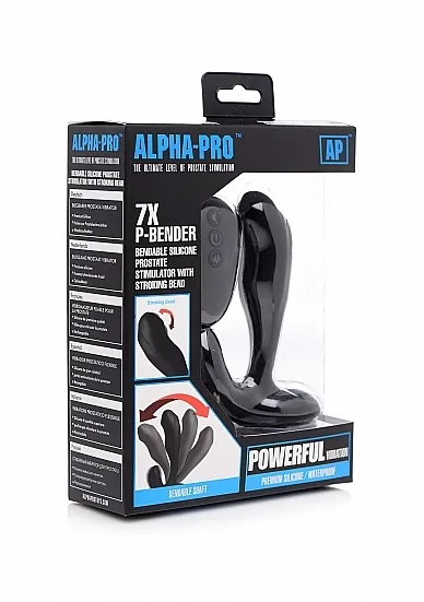 7X P-BENDER giętki stymulator prostaty z kulką do pobudzania punktu P - czarny AG251 - 7X P-BENDER Bendable Prostate Stimulator with Stroking Bead - Bl