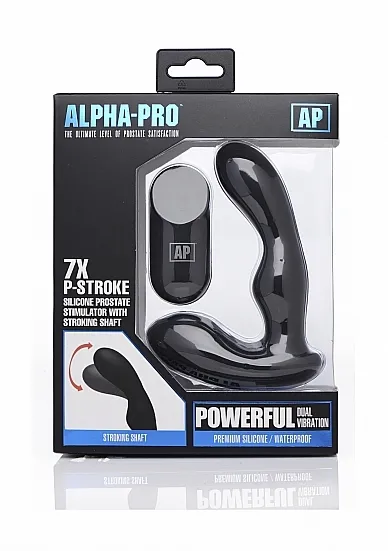 Stymulator prostaty 7X P-Stroke wibracja + odchylanie  - czarny AG149 - 7X P-Stroke Prostate Stimulator w/ Stroking Shaft - Black