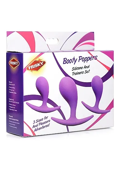 Zestaw silikonowych korków do treningu analnego Booty Poppers - fioletowy AG378 - Booty Poppers Silicone Anal Trainer Set - Purple