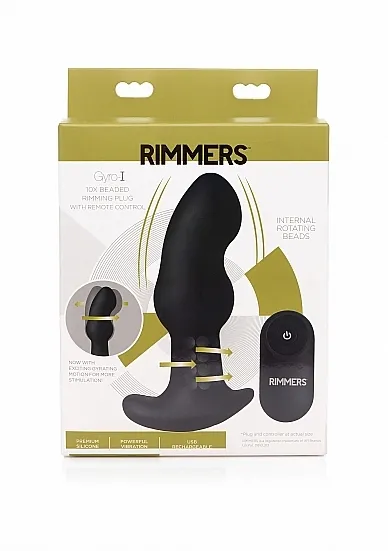 Gyro I 10X zdalnie sterowany stymulator prostaty – Czarny AG277 - Gyro I 10X Curved Rimming Plug with RC - Black