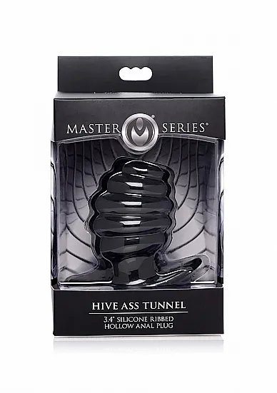 Silikonowy korek analny prążkowany - czarny AF982-MEDIUM - Hive Ass Tunnel - Medium