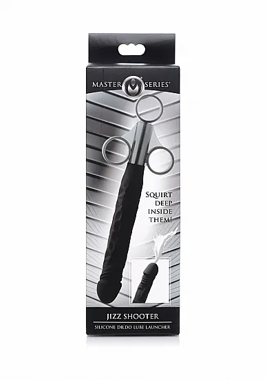 Silikonowy aplikator do lubrykantu dildo - czarny AG183 - Jizz Shooter Silicone Dildo Lube Launcher - Black