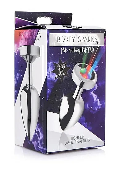 Metalowy korek analny LED 3 kolory - AG173-LARGE - Light Up - Large Anal Plug