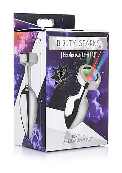 Metalowy korek analny LED 3 kolory - AG173-MEDIUM - Light Up - Medium Anal Plug