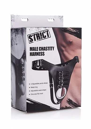 Męski pas cnoty z szelkami, uprząż - czarna AF254 - Male Chasitty Harness - Black