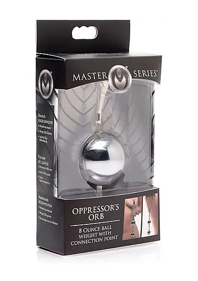Ciężarek na jądra i sutki - Oppressor's Orb 8 Oz Ball Weight with Connection Point - srebrny AF717