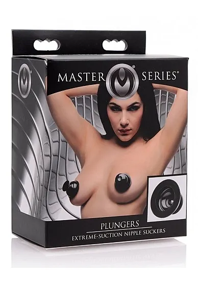 Silikonowe przyssawki do sutków - Plungers Extreme Suction Silicone Nipple Suckers - czarne AF413