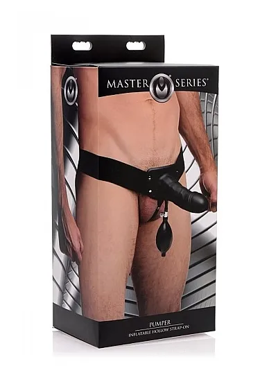 Pompowana nakładka powiększająca penisa StrapOn - Pumper Inflatable Hollow Strap-On - Czarna AF141
