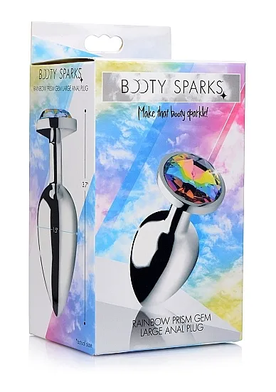Korek analny Tęczowy pryzmat - Rainbow Prism Gem Anal Plug - Duży - Srebrny AG375-LARGE