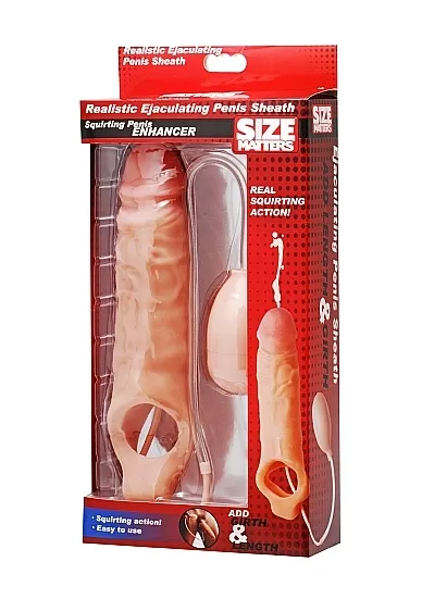 Realistyczna powiększająca nakładka na penisa z funkcją wytrysku - Realistic Ejaculating Penis Sheath AD982