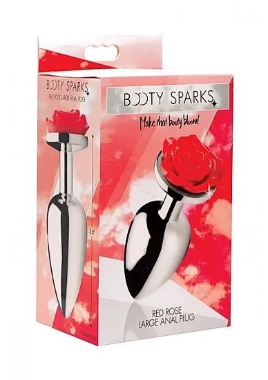 Korek analny Czerwona róża - Red Rose Butt Plug - Duży AF634-LARGE