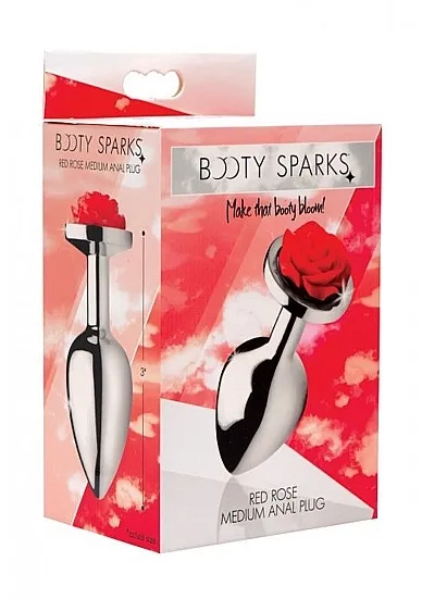 Korek analny Czerwona róża - Red Rose Butt Plug - Średni AF634-MEDIUM