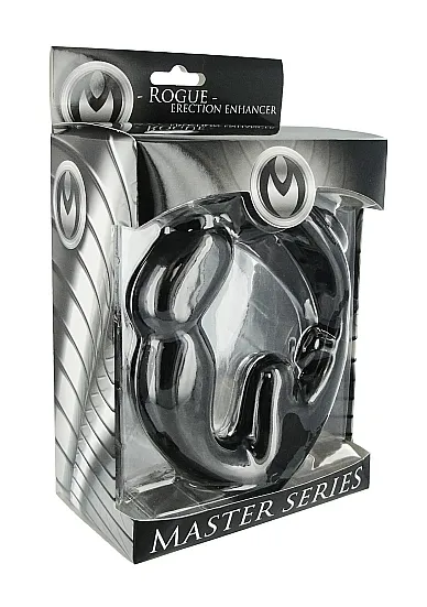 Wibrujący pierścień na penisa i jądra 3w1 ze stymulatorem anusa - Rogue - czarny AC591