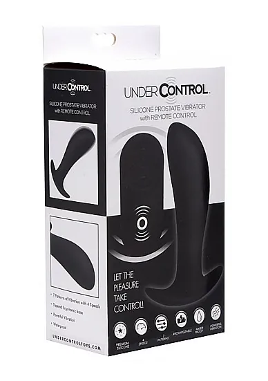 Masażer prostaty analny z pilotem - Silicone Prostate Vibrator with Remote Control - czarny AF866