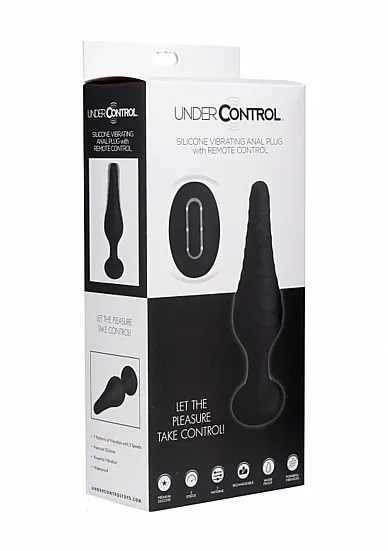Mocny wibrujący korek analny z pilotem - Silicone Vibrating Anal Plug with Remote Control - Czarny AF870