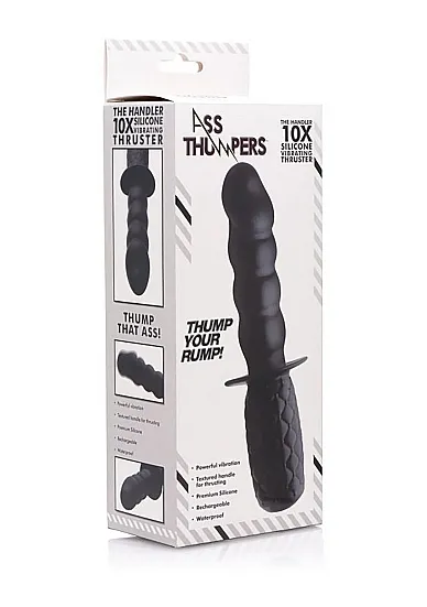 Wibrująca Pałka z ogranicznikiem wejścia - The Handler 10x Silicone Vibrating Thruster - Czarny AF811