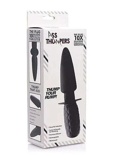 Plug wibrujący masażer analny - The Plug 10x Silicone Vibrating Thruster - Czarny AF812