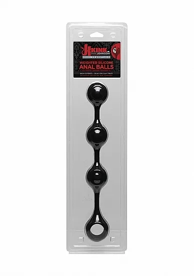 Silikonowe Kulki Analne - Anal Essentials Weighted Silicone Anal Balls - Black  - 2401-57-CD