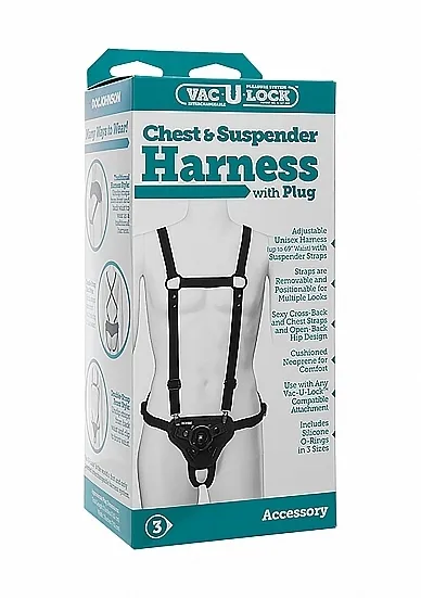 Mocna Uprząż do Strap-On Vac-U-Lock -1090-51-BX - Chest and Suspender Harness With Plug - Black