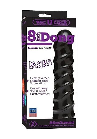 Spiralne Dildo w kolorze czarnym Vac-U-Lock - 1016-28-BX - CodeBlack - 8 Inch Dong - Raging Hard-Ons