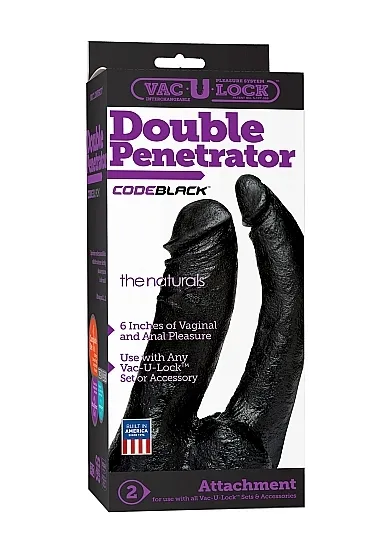 Podwójne Czarne Dildo Realistyczne 1016-22-BX Vac-U-Lock - CodeBlack - The Naturals - Double Penetrator