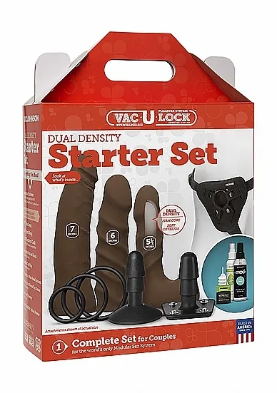 Duży Zestaw Strap-On 1051-22-BX - Dual Density Starter Set - Chocolate