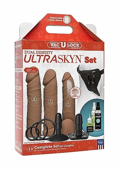 Duży Zestaw Strap-On 1051-06-BX - Dual Density ULTRASKYN Set - Caramel