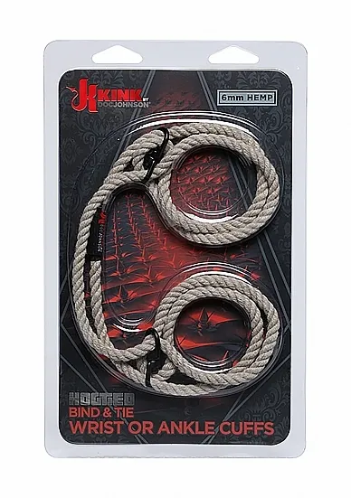 Lina Do Wiązania - Beżowa 2404-60-CD - Hogtied - Bind & Tie - 6mm Hemp Wrist or Ankle Cuffs - Natural