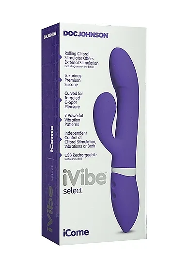 Wibrator Silikonowy Fioletowy KRÓLICZEK -6027-14-BX - iVibe Select - iCome - Purple